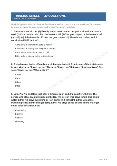 Questions preview