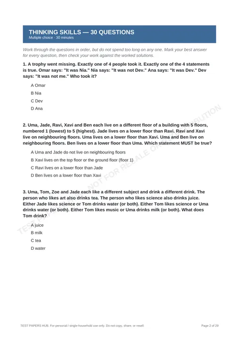 Questions preview