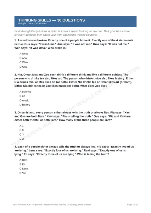 Questions preview
