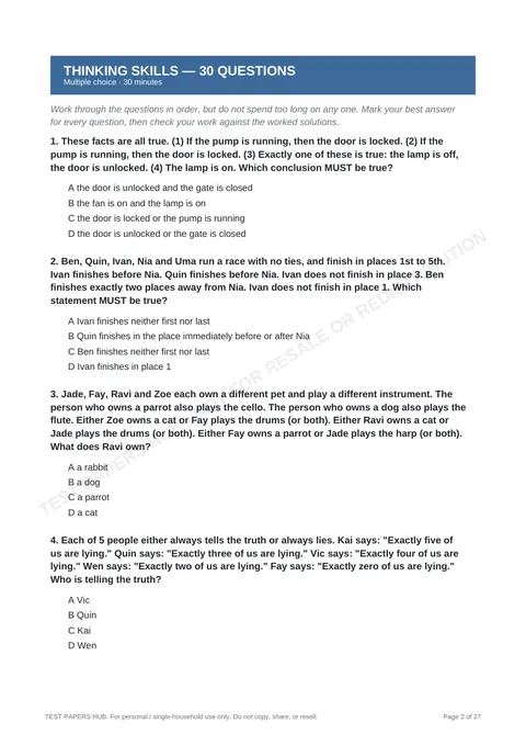 Questions preview