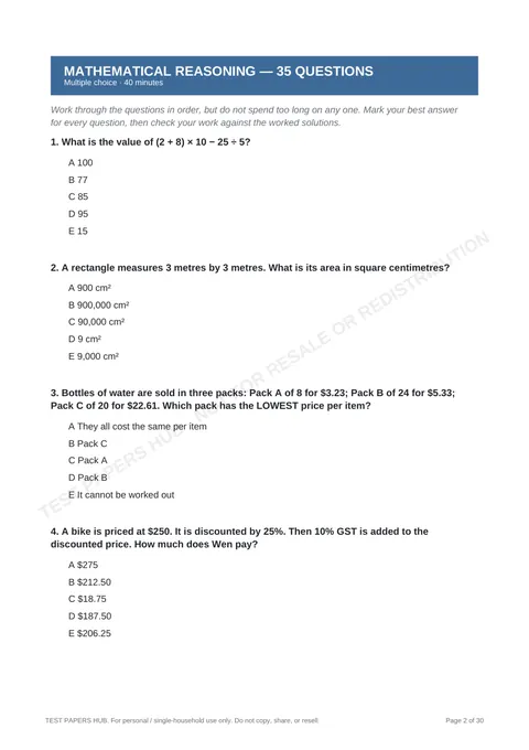 Questions preview