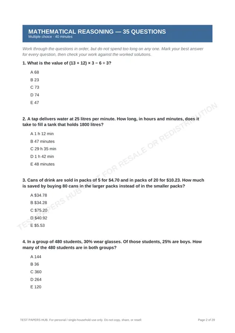 Questions preview