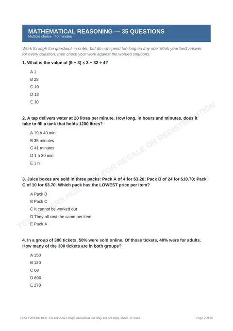 Questions preview