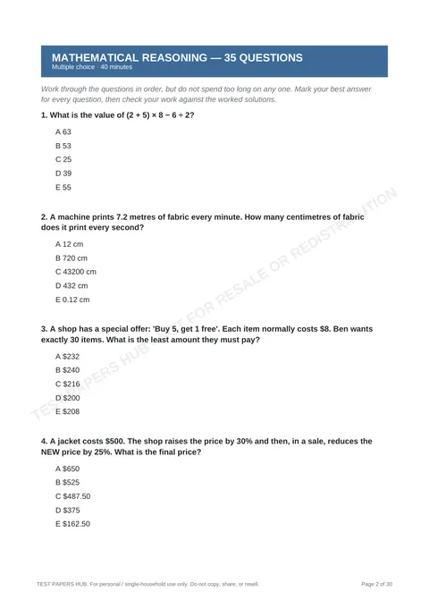 Questions preview