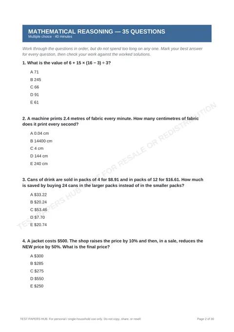 Questions preview