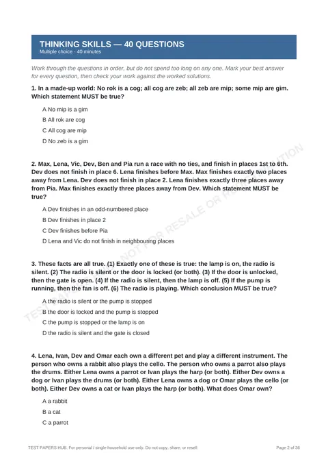 Questions preview