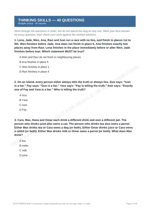 Questions preview