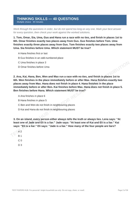 Questions preview