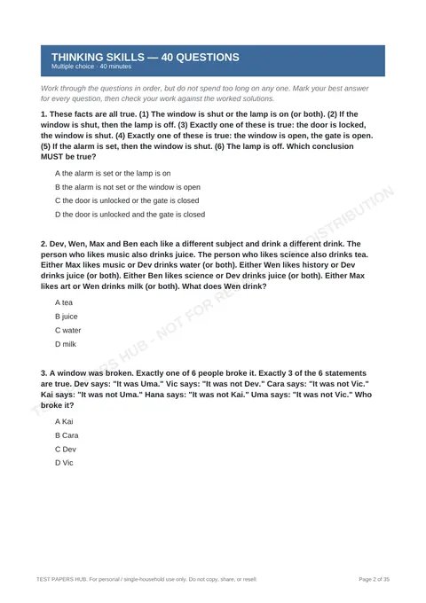 Questions preview