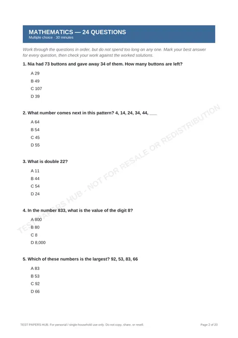 Questions preview