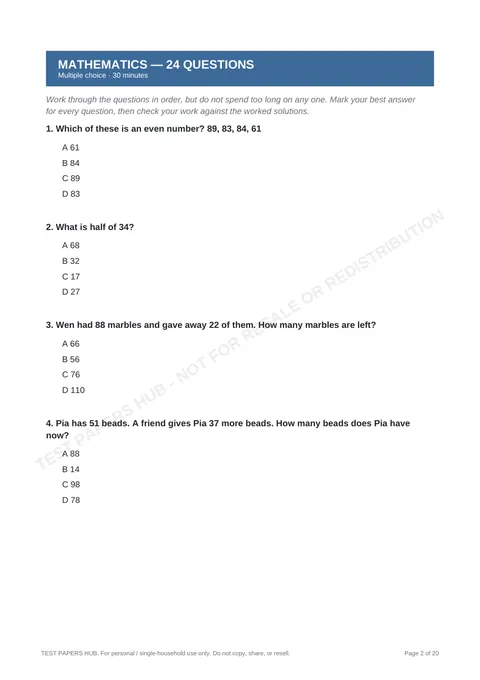 Questions preview