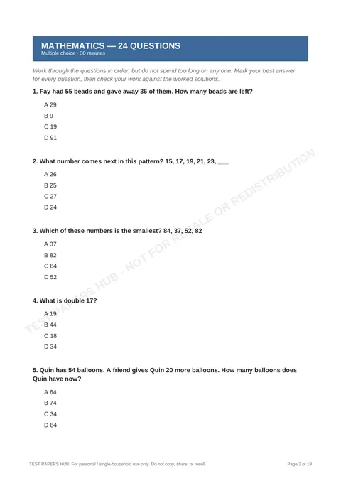 Questions preview