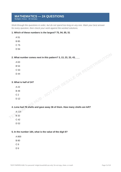 Questions preview