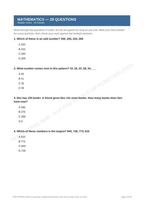Questions preview