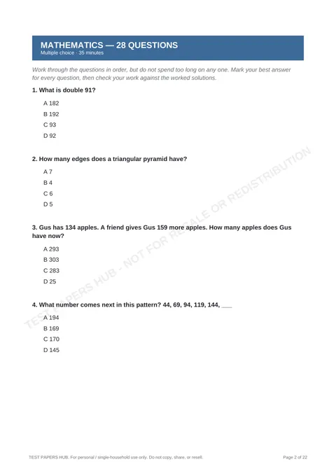 Questions preview