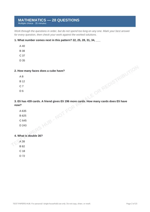 Questions preview