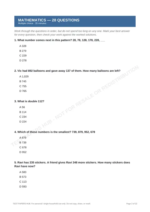 Questions preview
