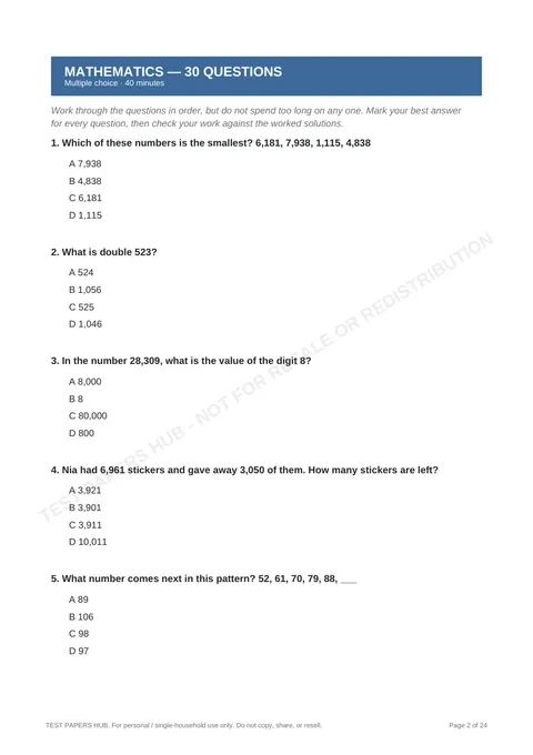 Questions preview