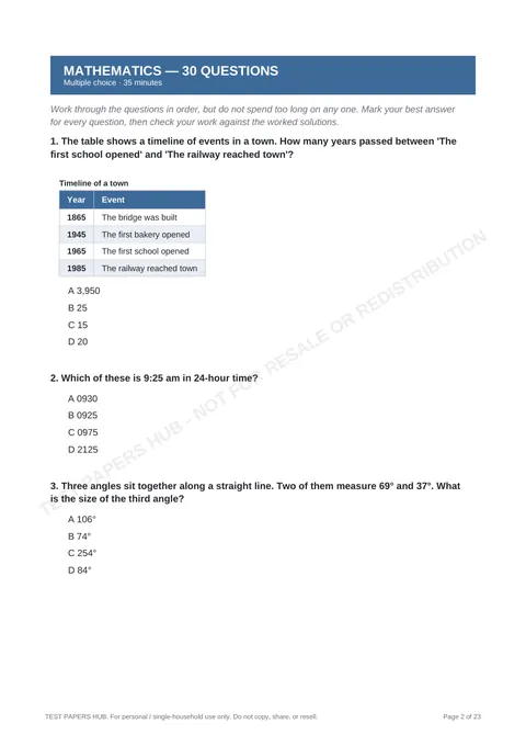 Questions preview