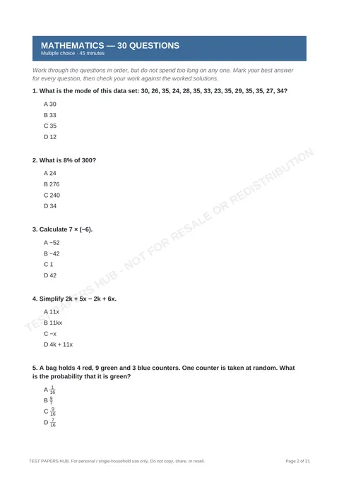 Questions preview