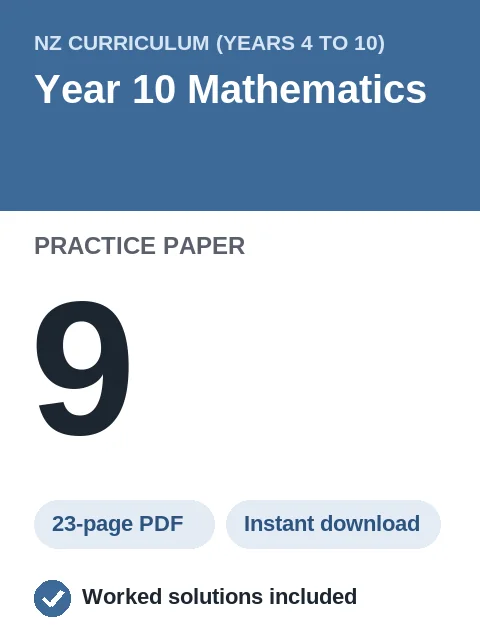 NZ Curriculum Year 10 Mathematics Practice Paper 9