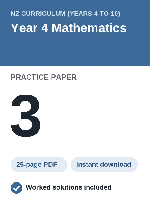 NZ Curriculum Year 4 Mathematics Practice Paper 3