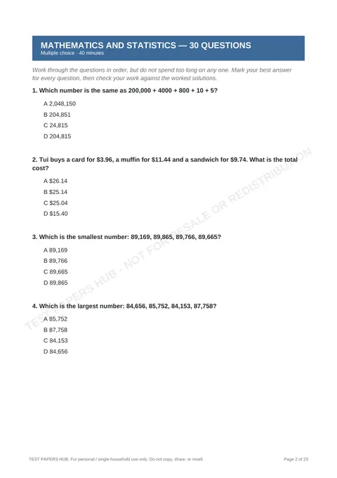 Questions preview
