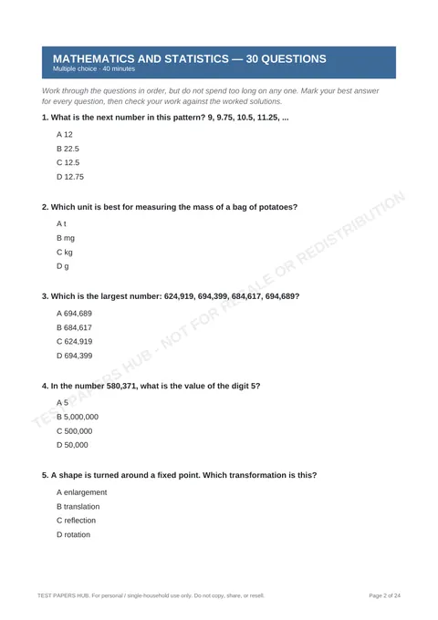 Questions preview