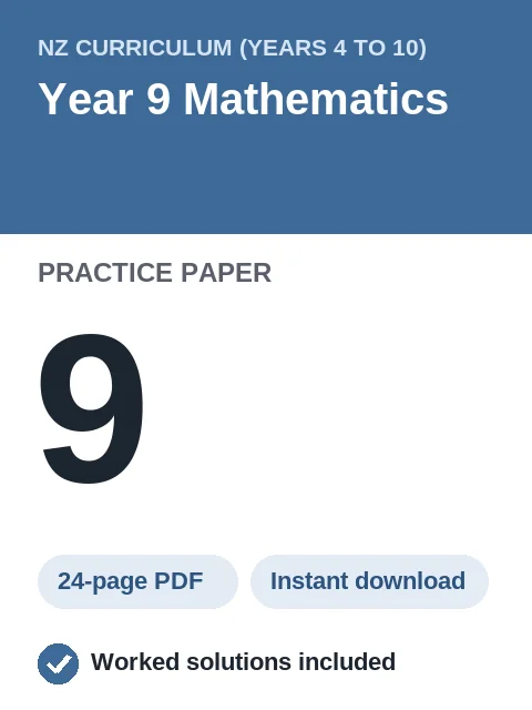 NZ Curriculum Year 9 Mathematics Practice Paper 9
