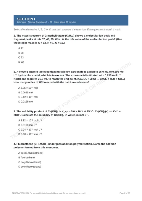Questions preview