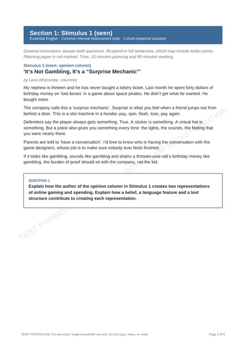 Questions preview