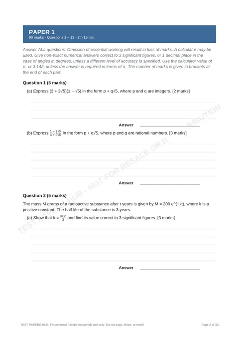 Questions preview