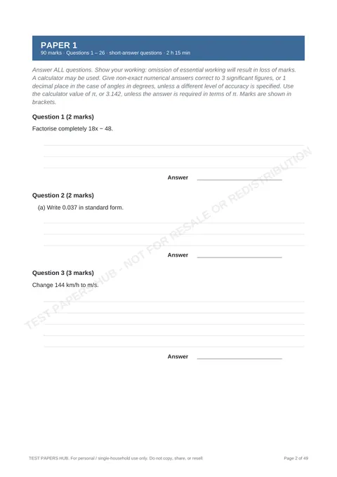 Questions preview