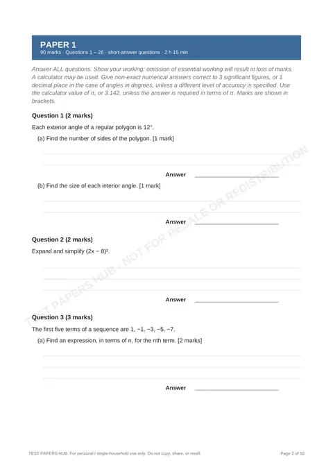 Questions preview