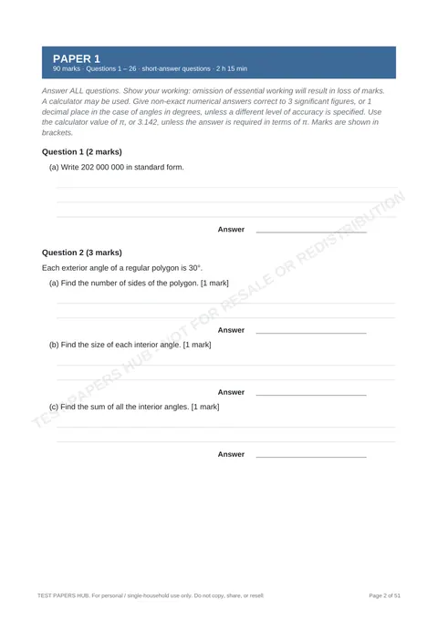 Questions preview