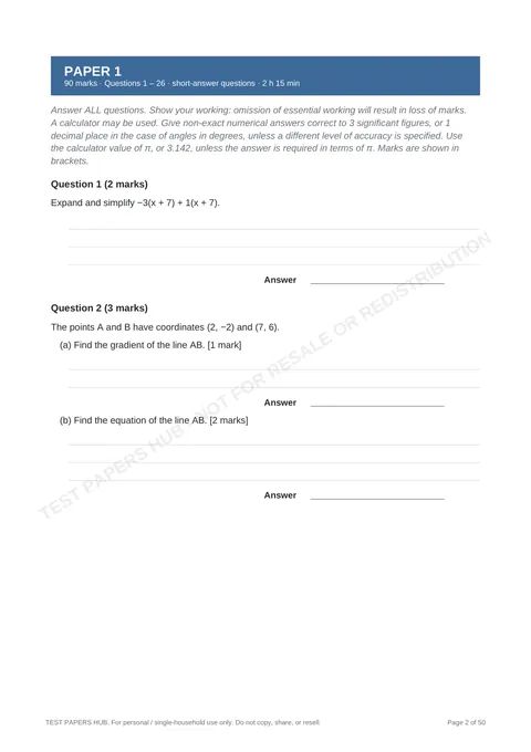 Questions preview