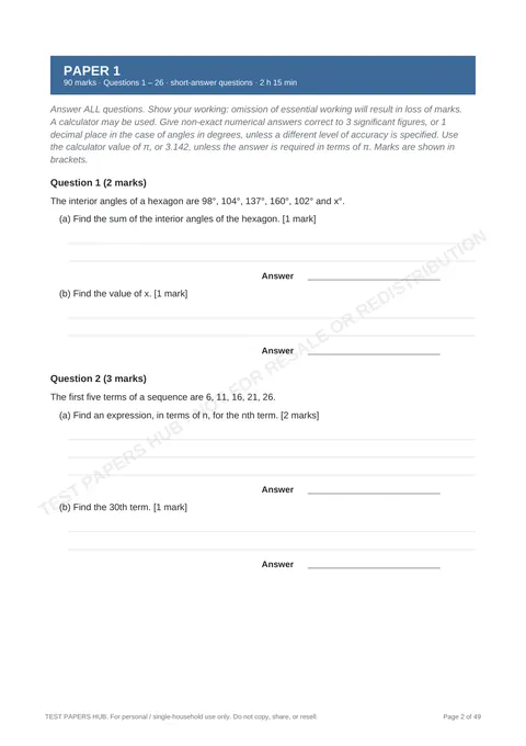 Questions preview