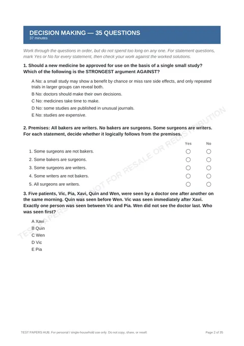 Questions preview