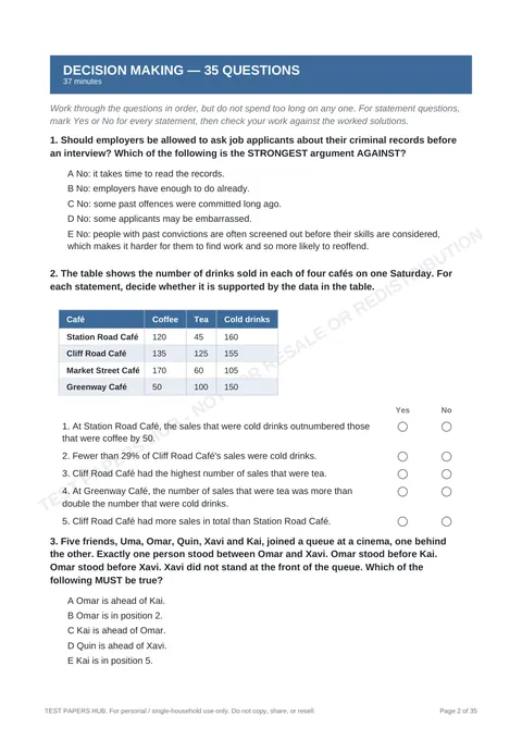 Questions preview