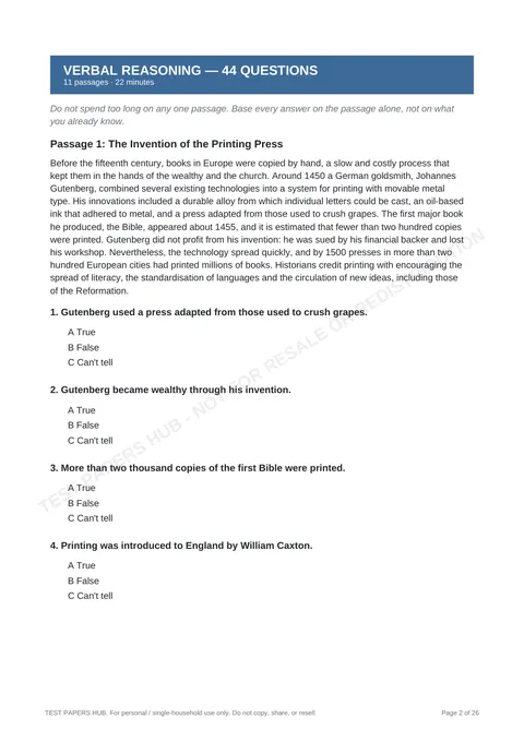 Questions preview