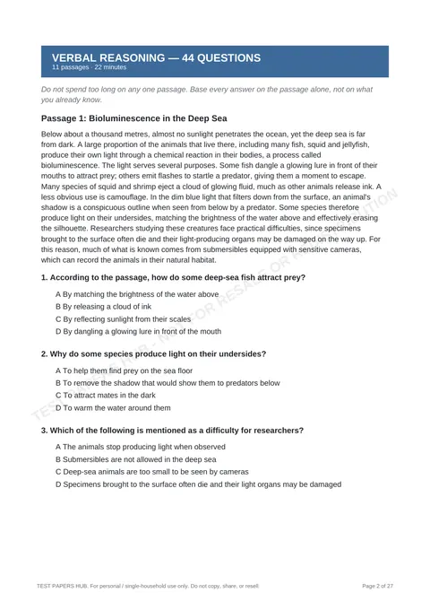 Questions preview