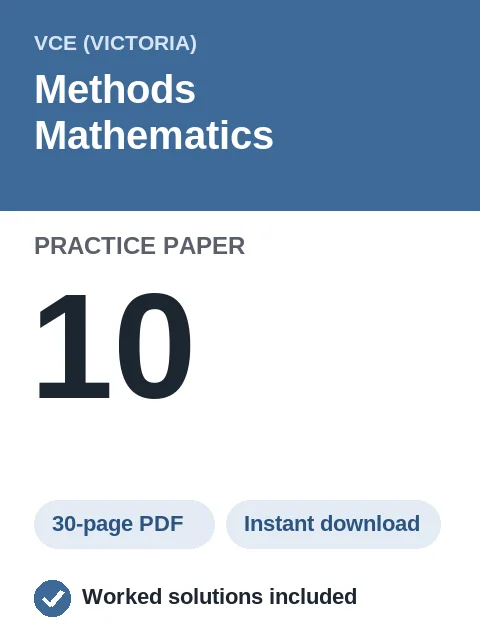 VCE Methods Mathematics Practice Paper 10
